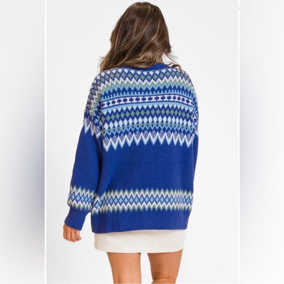 NWOT Pink Lily Bundled Up Navy Oversized Fuzzy Sweater - Picture 3 of 11